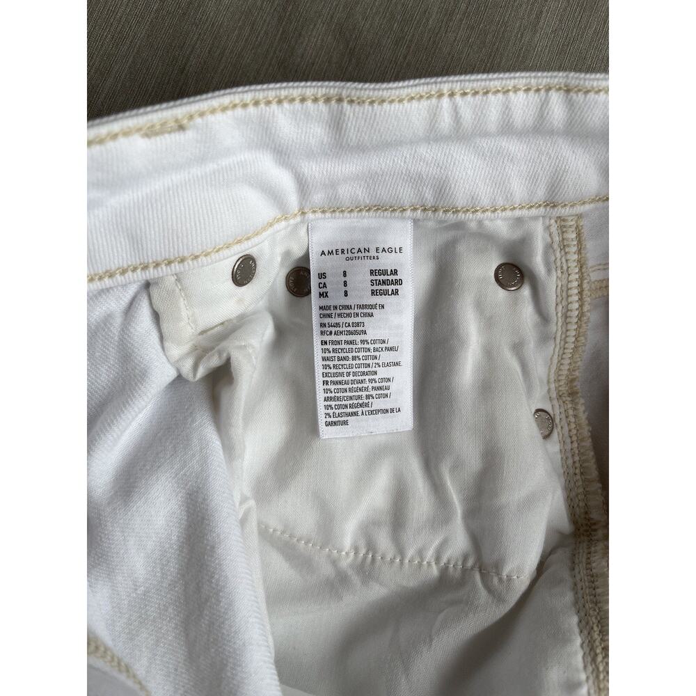 American Eagle 8 Reg. Super High Rise Baggy Wide Leg Jeans Strigid Off White - Picture 2 of 8